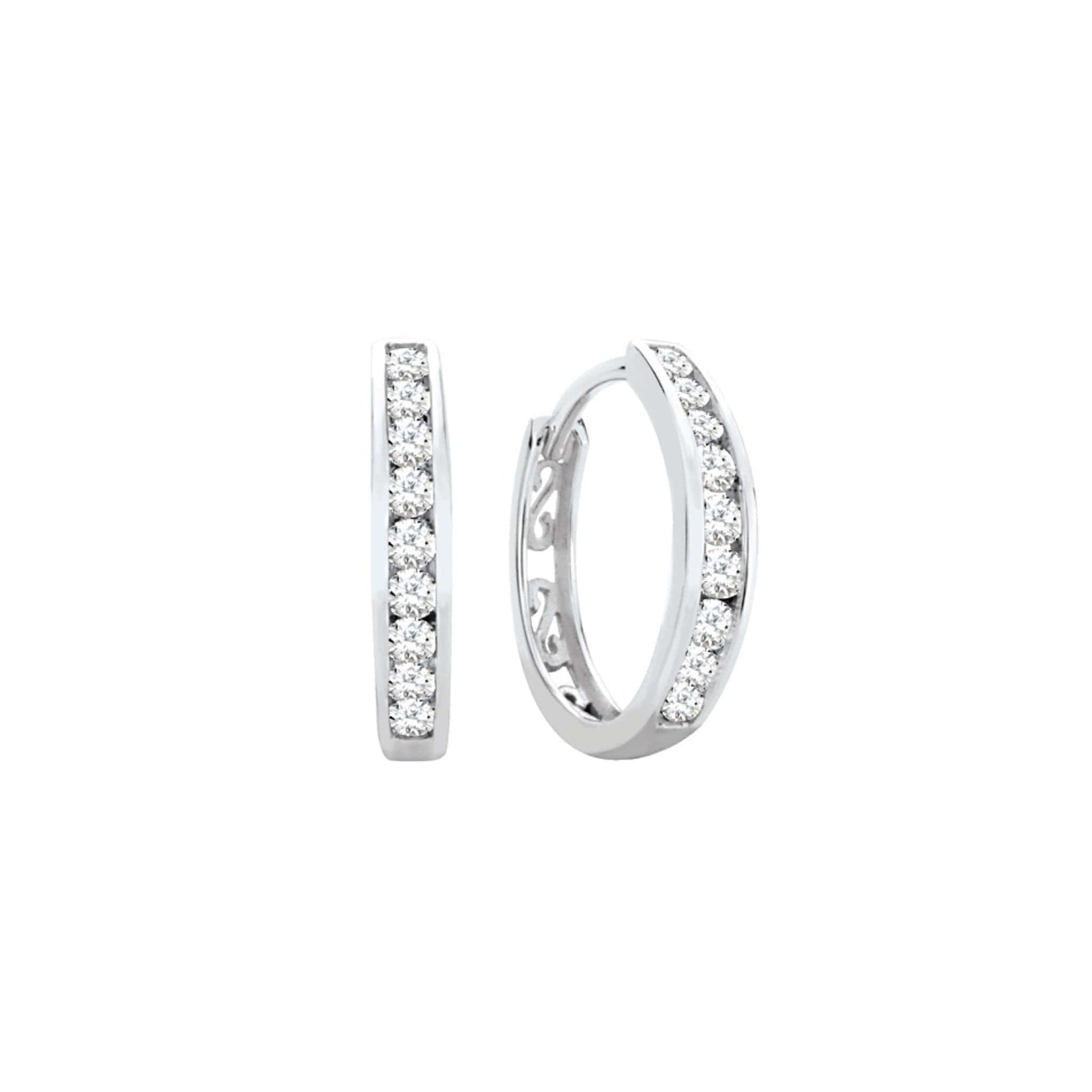 10K Diamond Channel Hoop Earrings at Arman's Jewellers