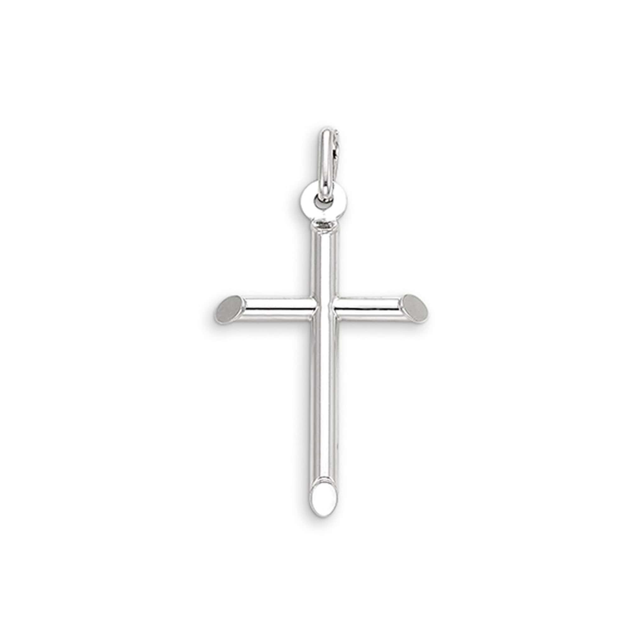 10K Simple White Gold Small Cross Pendant at Arman's Jewellers