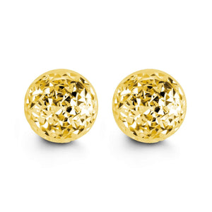 10mm 10K Yellow Gold Diamond-cut Ball Stud Earrings at Arman's Jewellers