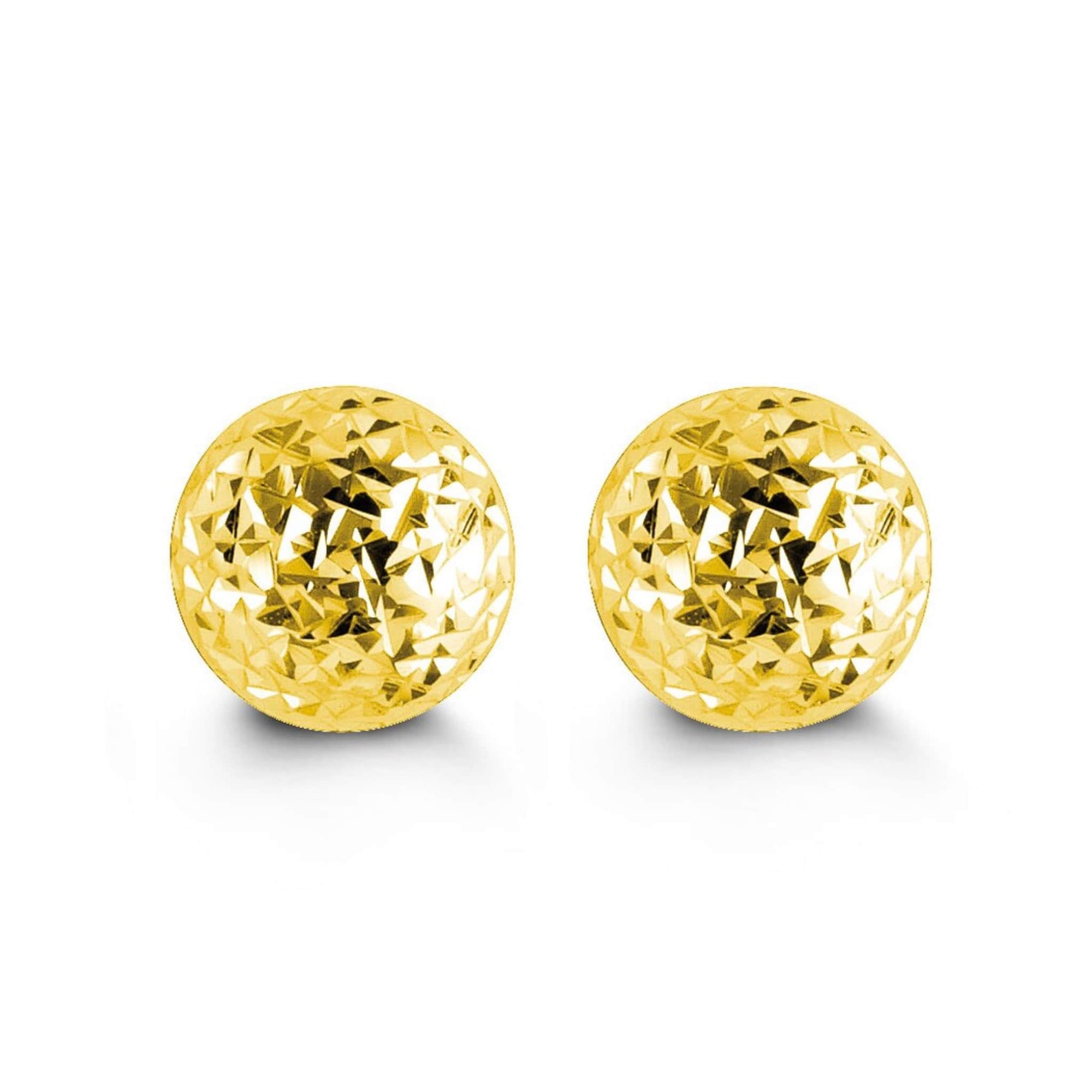 7mm 10K Yellow Gold Diamond-cut Ball Stud Earrings at Arman's Jewellers