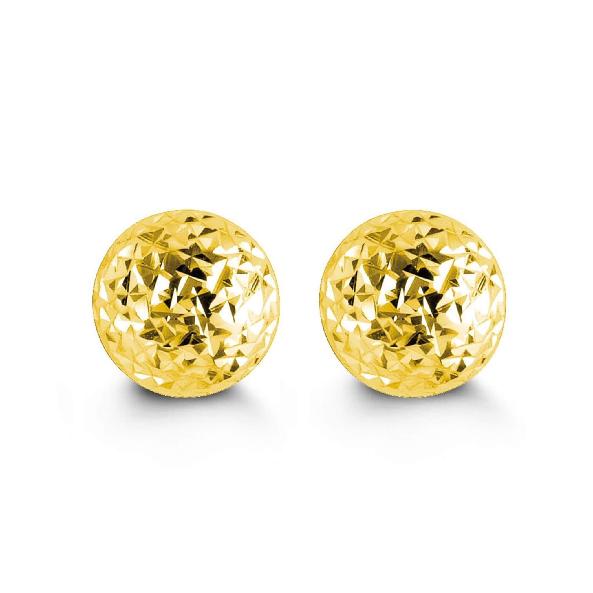 8mm 10K Yellow Gold Diamond-cut Ball Stud Earrings at Arman's Jewellers