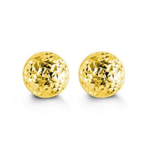 8mm 10K Yellow Gold Diamond-cut Ball Stud Earrings at Arman's Jewellers
