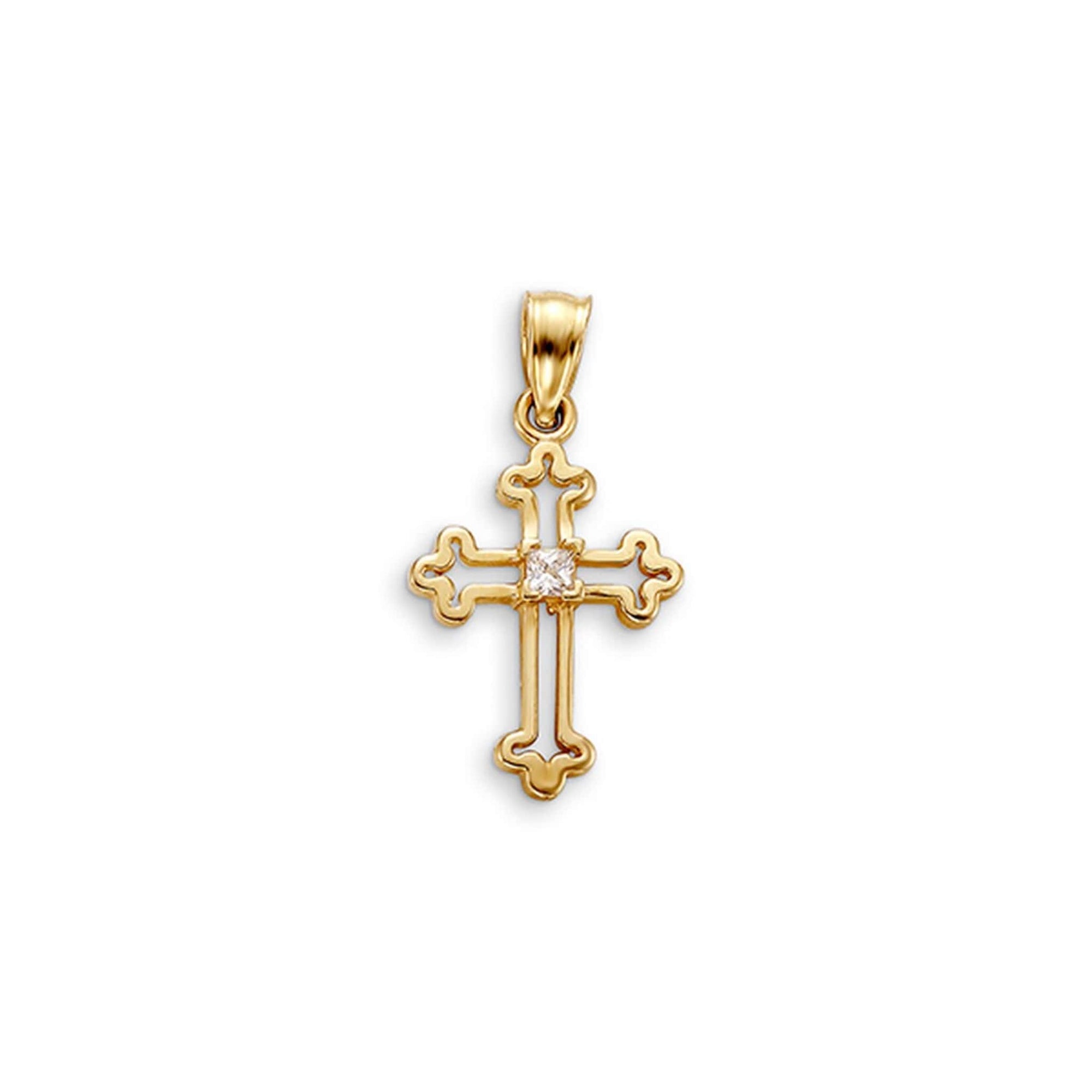 10K Yellow Gold CZ Cross Pendant at Arman's Jewellers