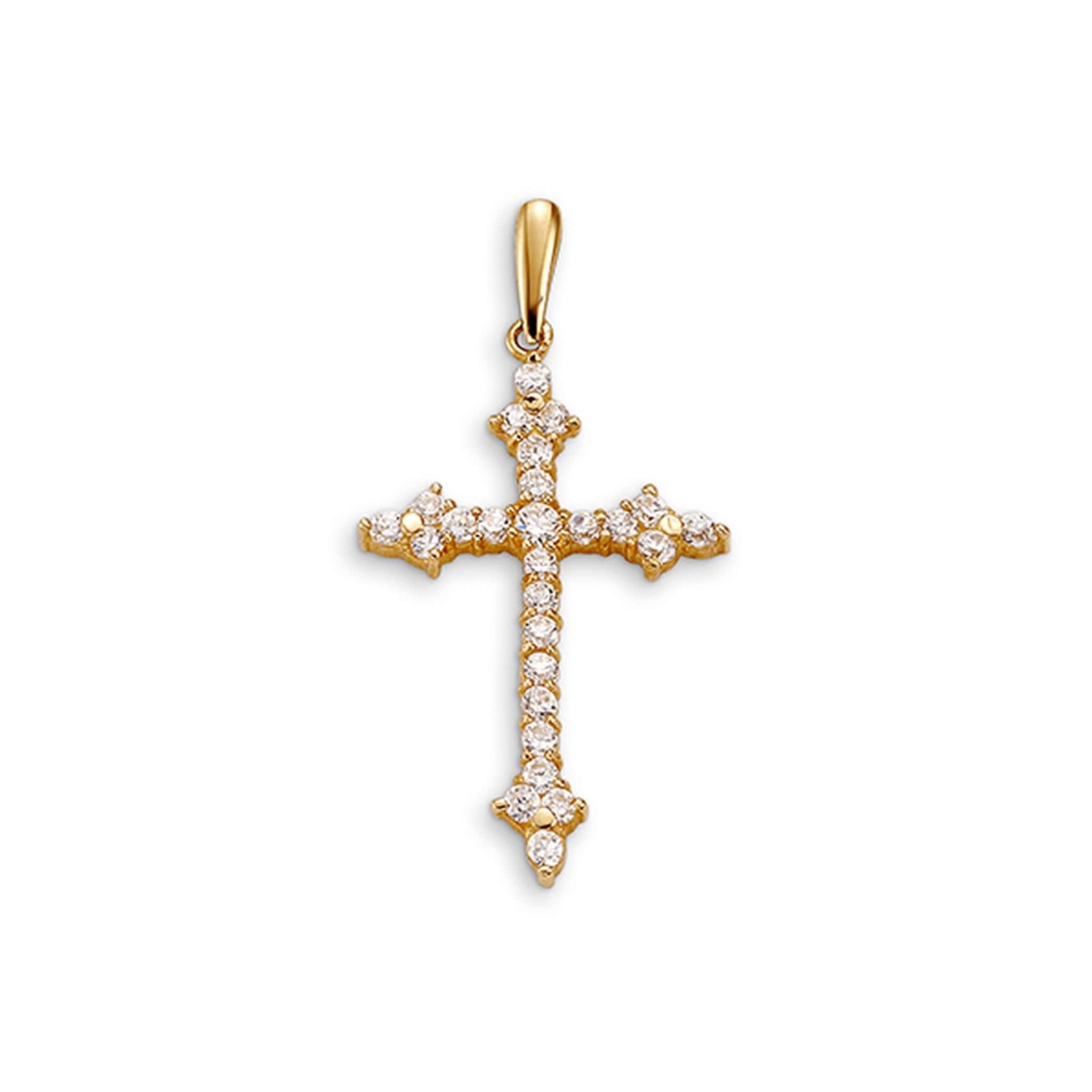 10K Cubic Zirconia Vintage Cross Pendant