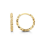 10K Yellow Gold Diamond-Cut Huggie Hoop Earrings at Arman's Jewellers