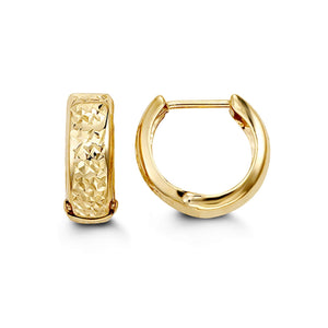 10K Yellow Gold Diamond-Cut Huggie Hoop Earrings at Arman's Jewellers 