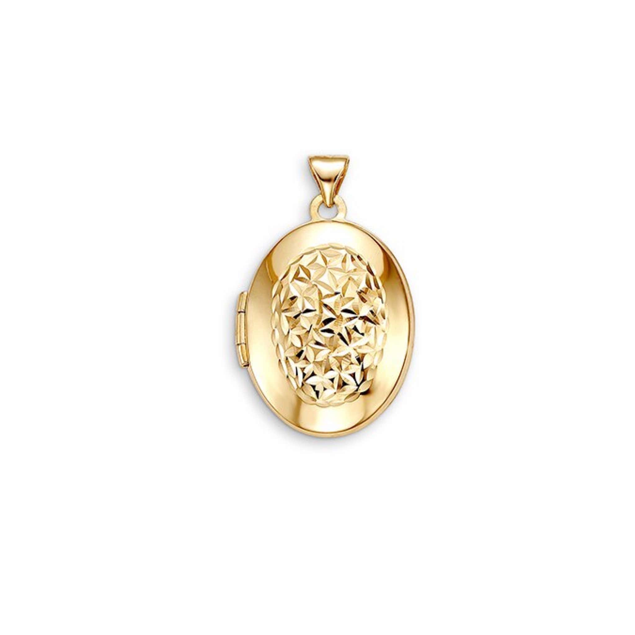 10K Yellow Gold Diamond-Cut Oval Locket at Arman's Jewellers