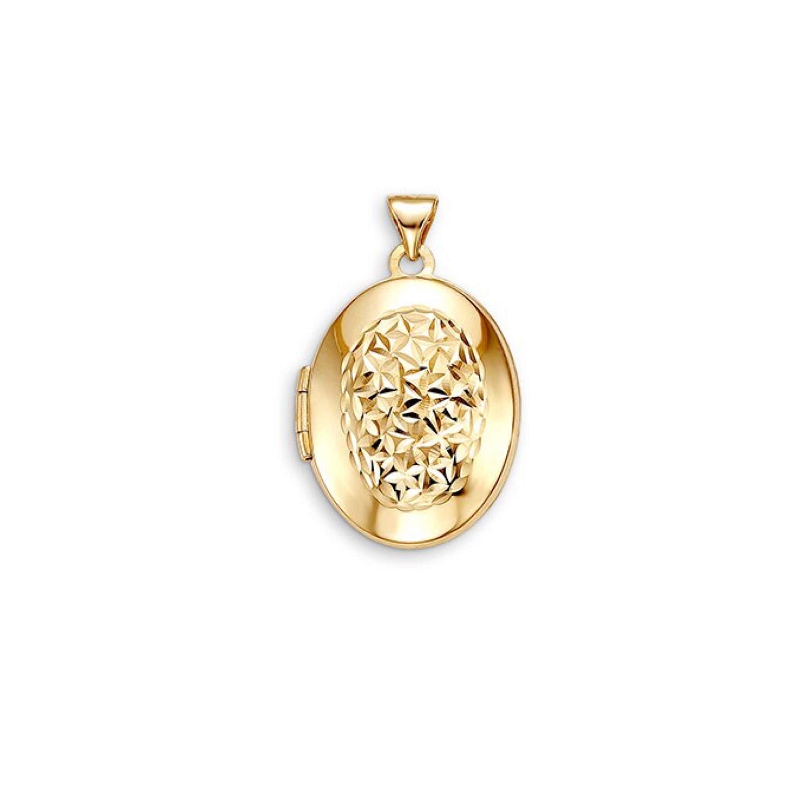 10K Yellow Gold Diamond-Cut Oval Locket at Arman's Jewellers