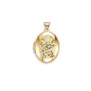 10K Yellow Gold Diamond-Cut Oval Locket at Arman's Jewellers