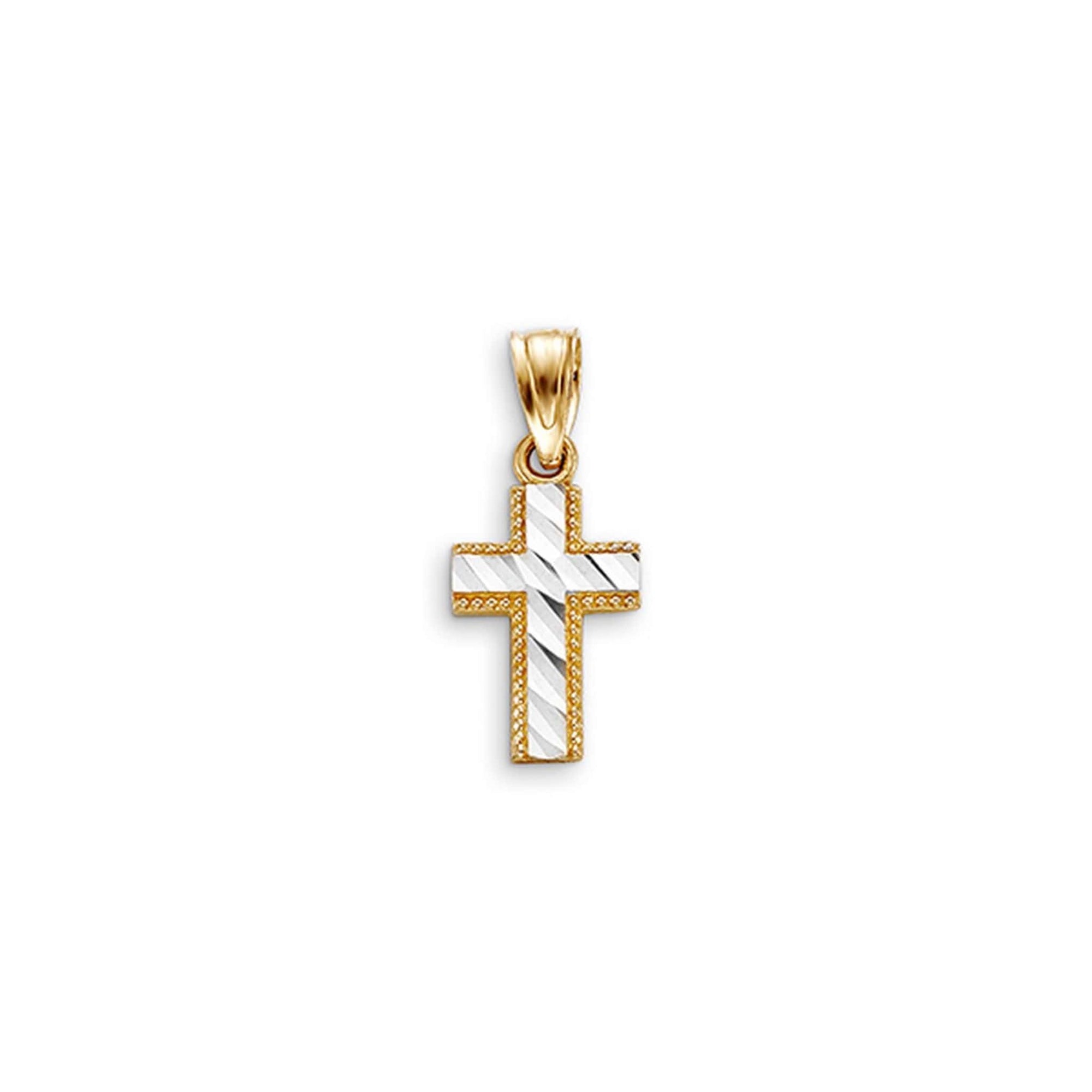 10K Two-tone Gold Diamond-cut Cross Pendant at Arman's Jewellers 