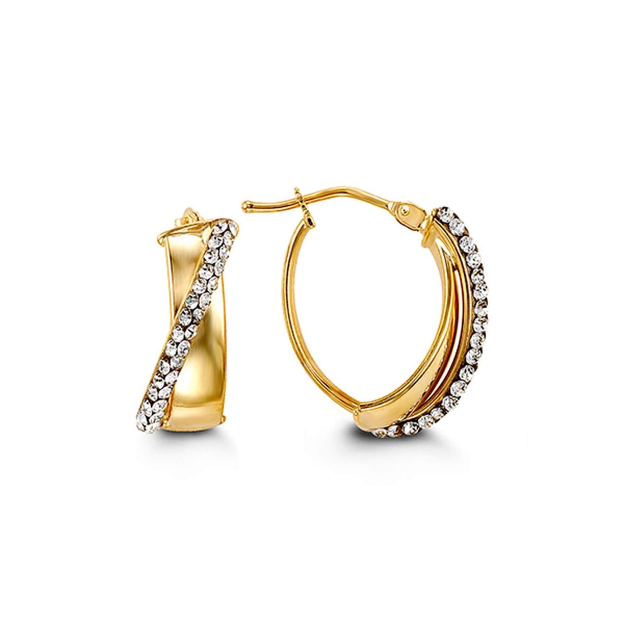 10K Yellow Gold Fancy CZ Hoop Earrings at Arman's Jewellers