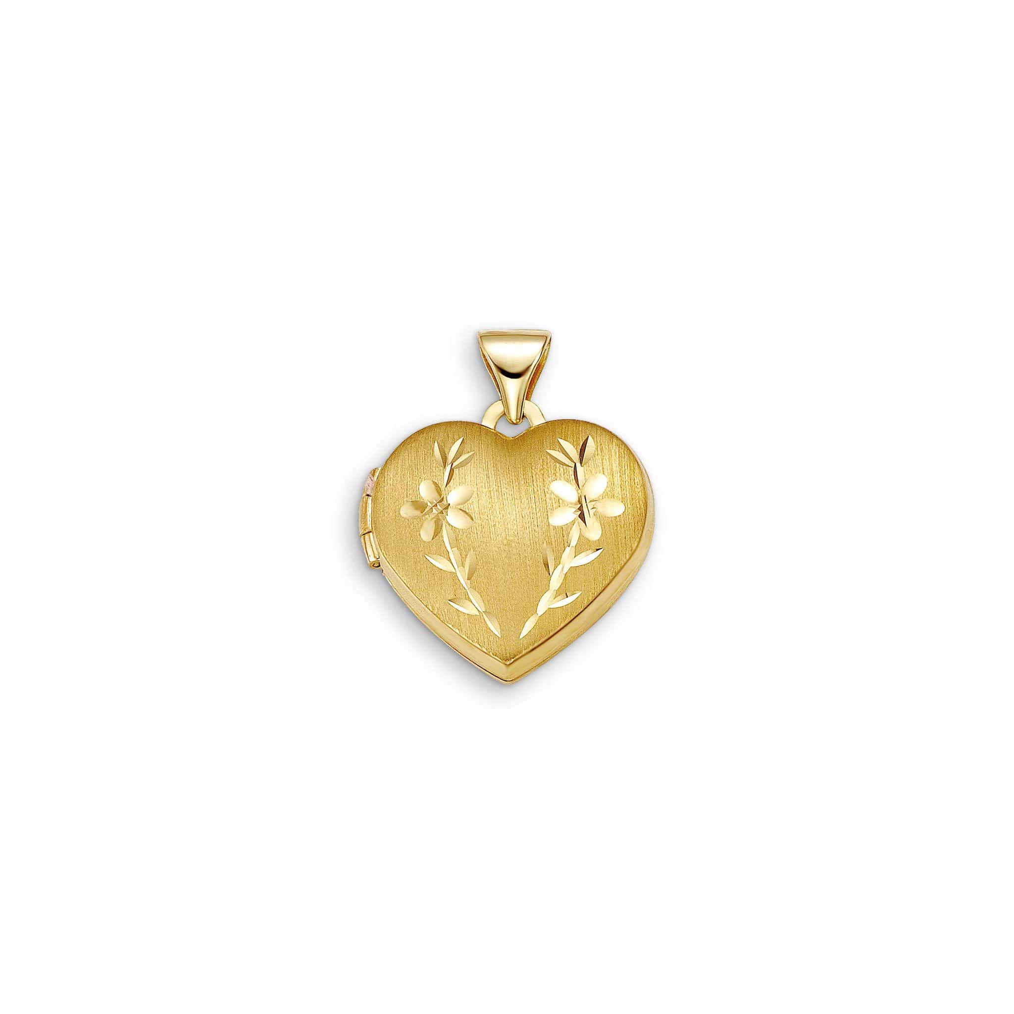 10K Floral-Pattern Heart Locket1
