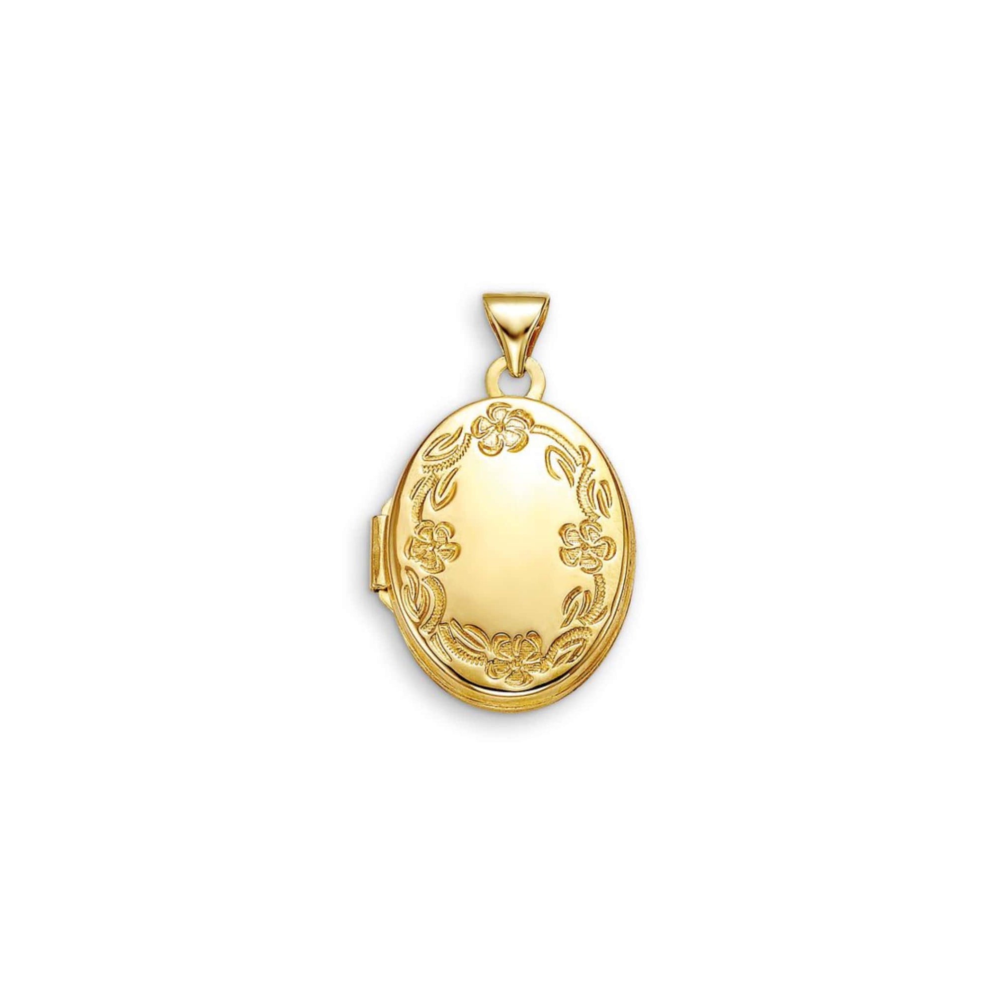 10K Yellow Gold Floral-Pattern Oval Locket at Arman's Jewellers