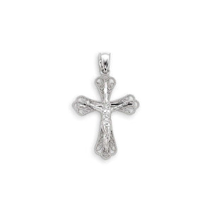 10K Detailed White Gold Crucifix Cross Pendant at Arman's Jewellers