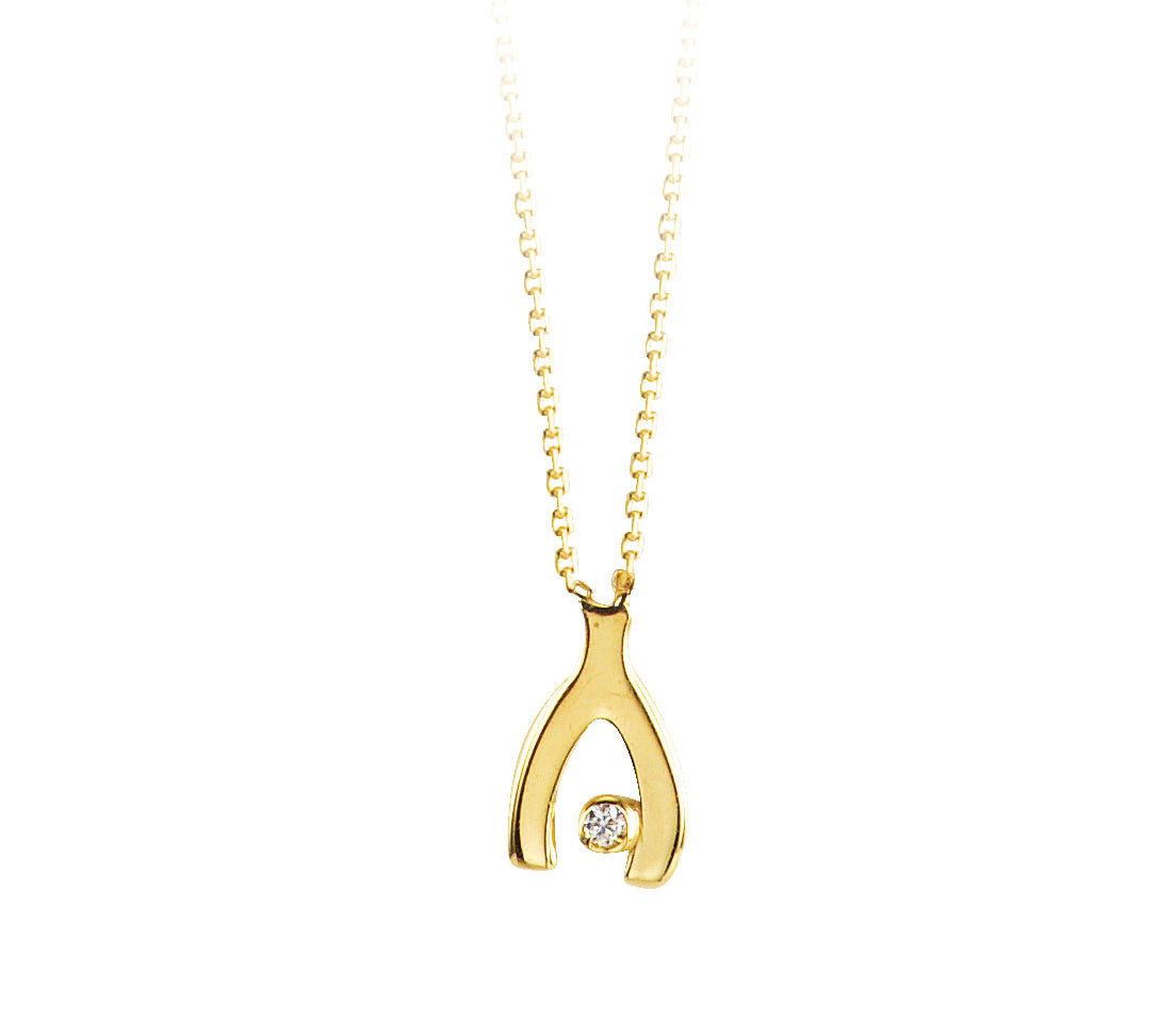 10k Yellow Gold Diamond Wish Bone Necklace at Arman's Jewellers Kitchener Waterloo