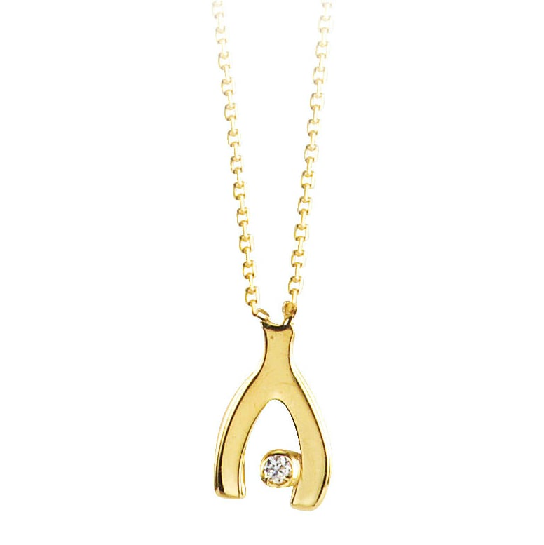 10k Yellow Gold Diamond Wish Bone Necklace at Arman's Jewellers Kitchener Waterloo