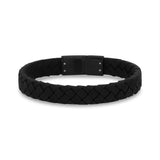 10mm Flat Black Italian Leather Bracelet at Arman's Jewellers