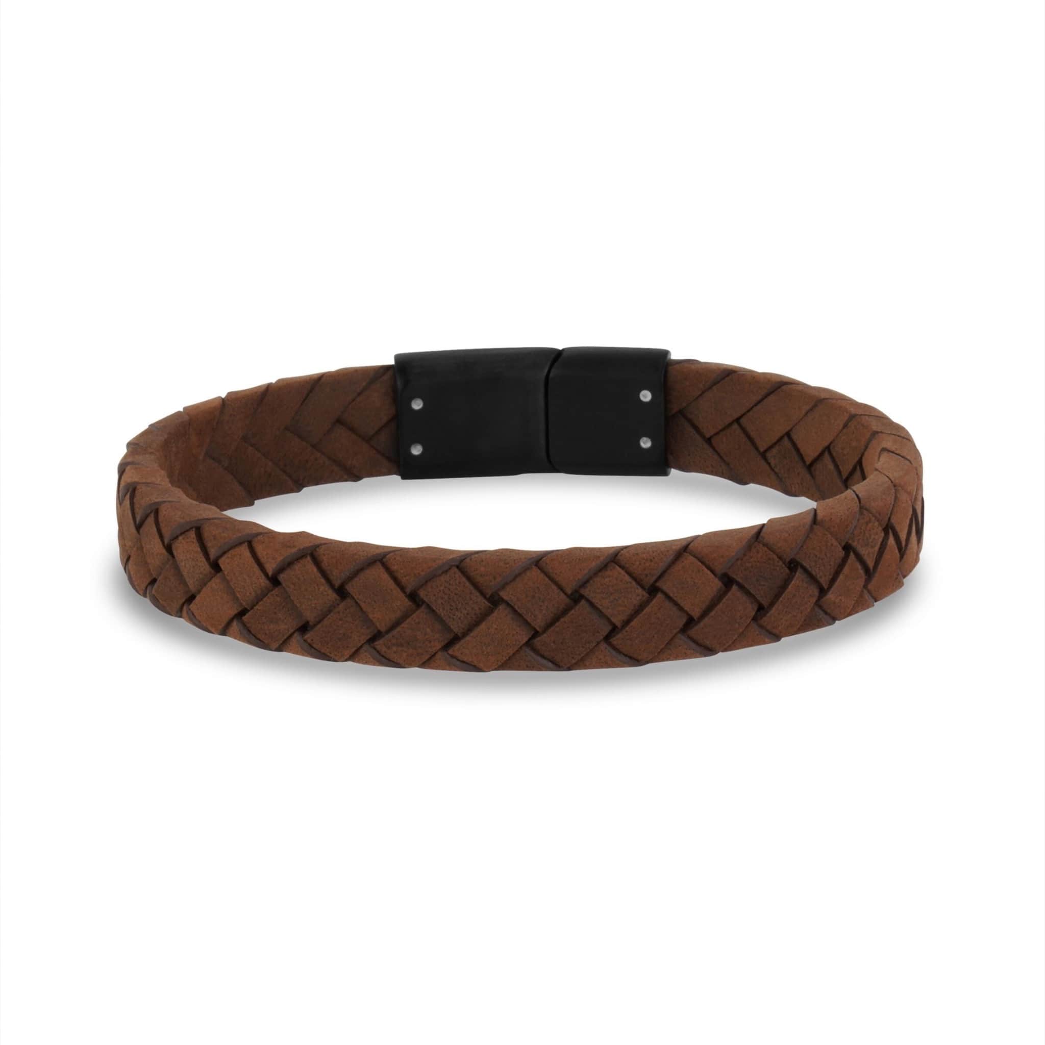 10mm Flat Brown Italian Leather Bracelet at Arman's Jewellers