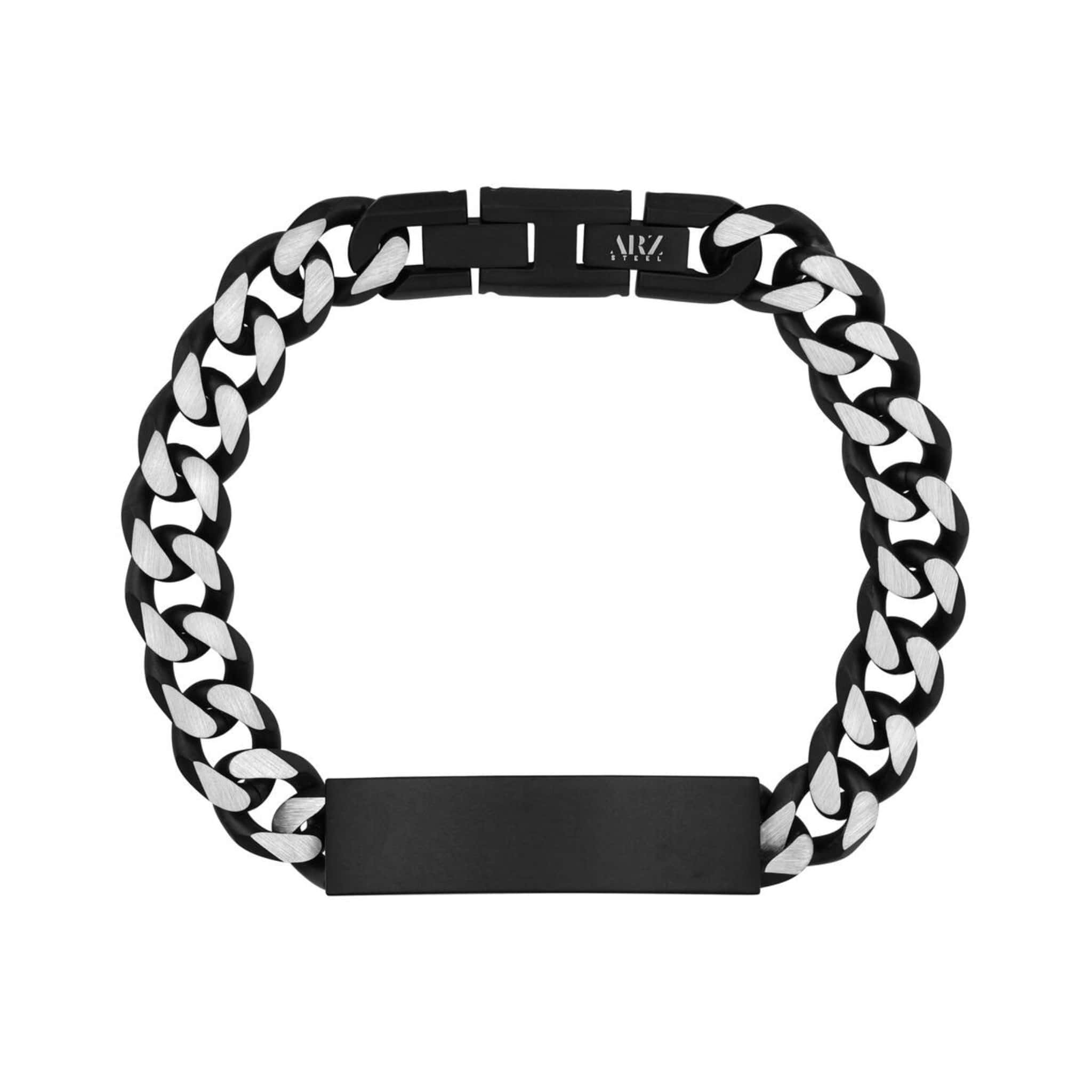 11mm Black & Steel Cuban Link ID Bracelet at Arman's Jewellers