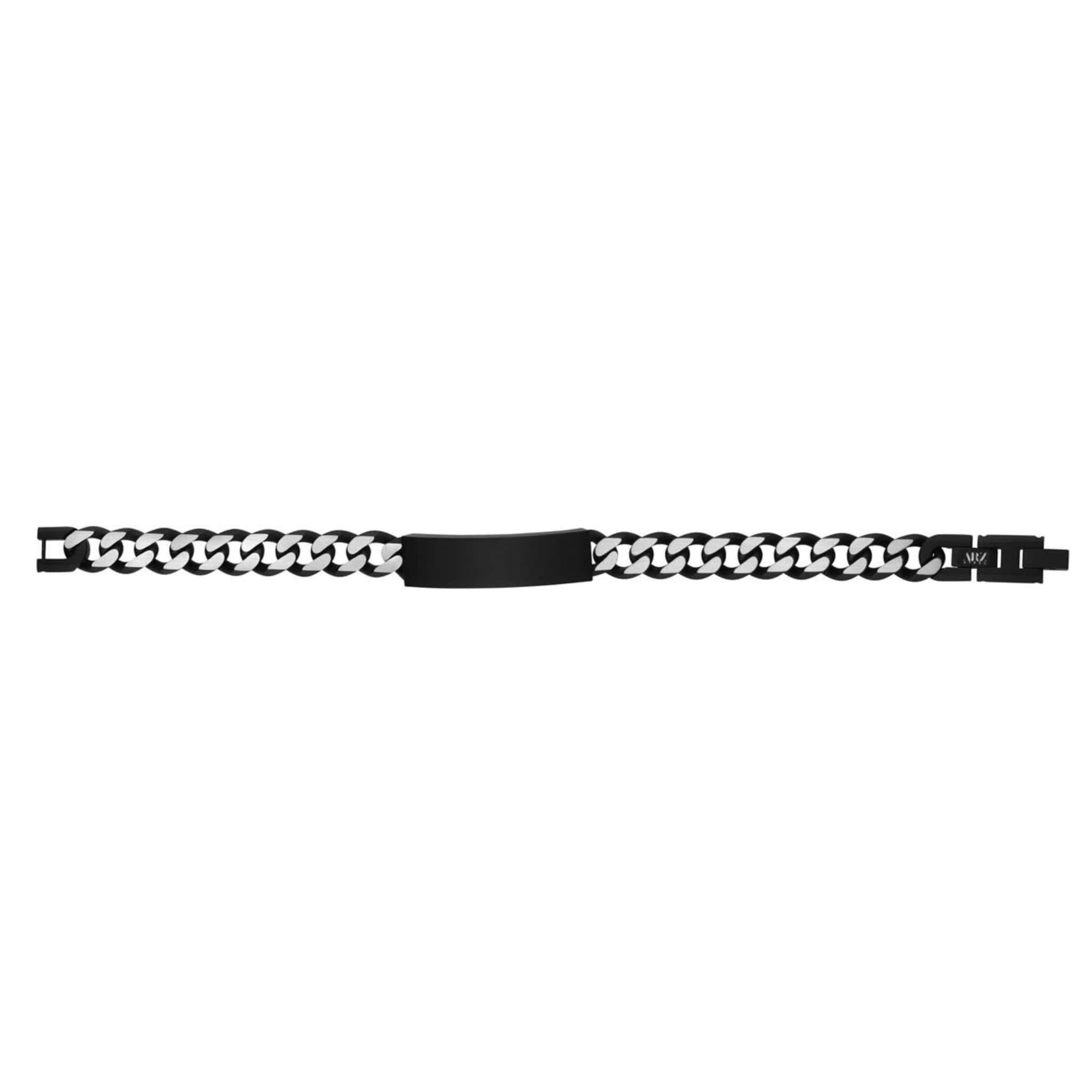 11mm Black & Steel Cuban Link ID Bracelet at Arman's Jewellers