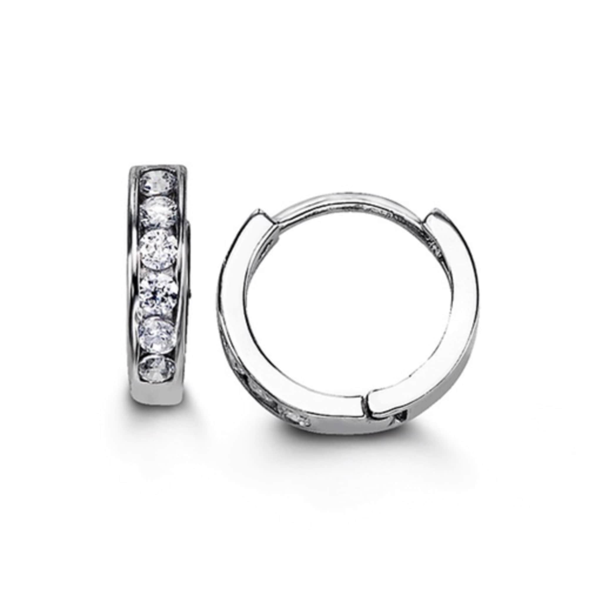 11mm Silver CZ Huggie Hoop Earrings at Arman's Jewellers
