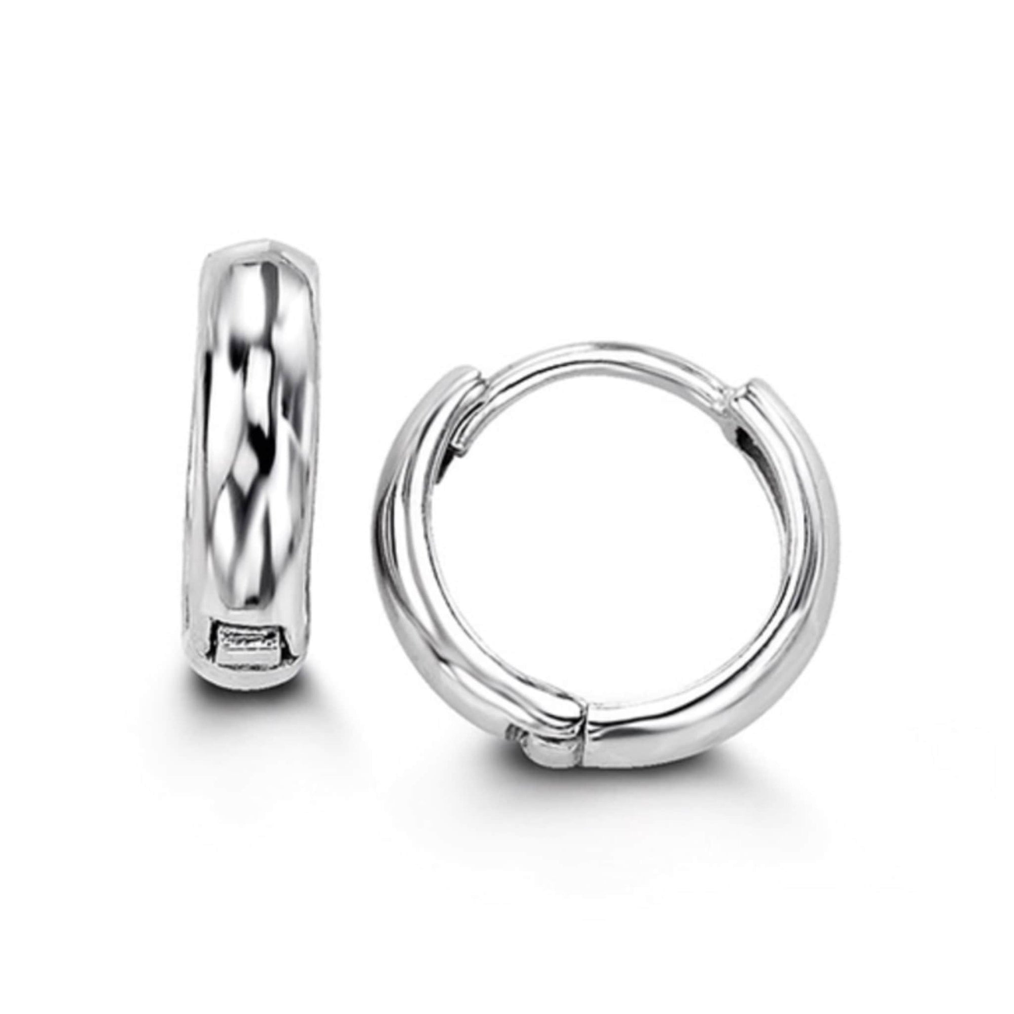 11mm Silver Round Huggie Hoop Earrings at Arman's Jewellers