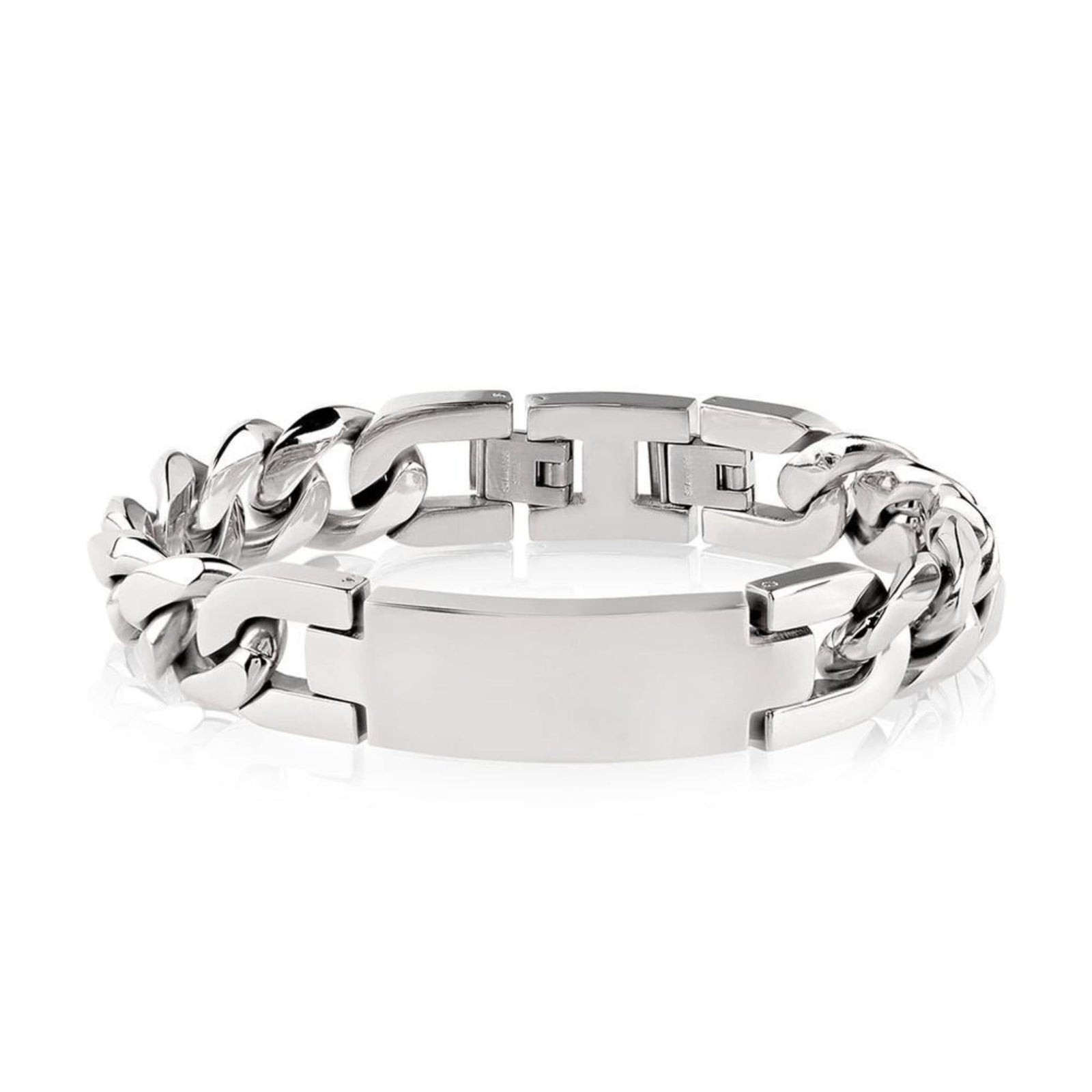 14mm Bulky Steel Cuban Link ID Bracelet at Arman's Jewellers