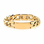 14mm Bulky Steel Gold Cuban Link ID Bracelet at Arman's Jewellers