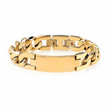 14mm Bulky Steel Gold Cuban Link ID Bracelet at Arman's Jewellers