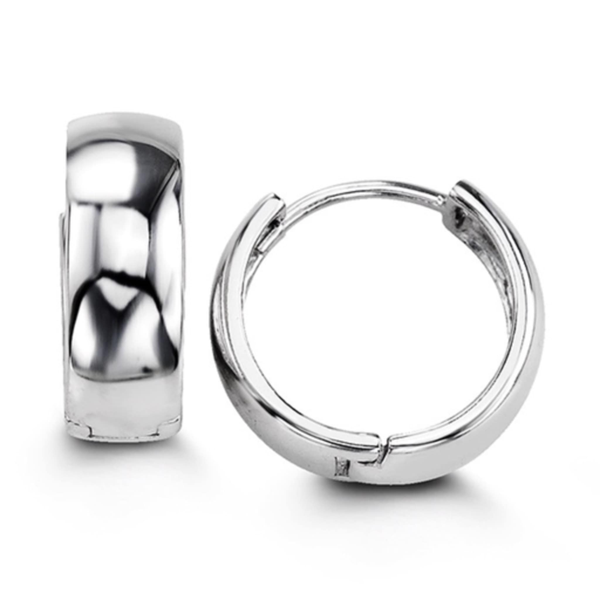 14mm Silver Huggie Hoop Earrings at Arman's Jewellers