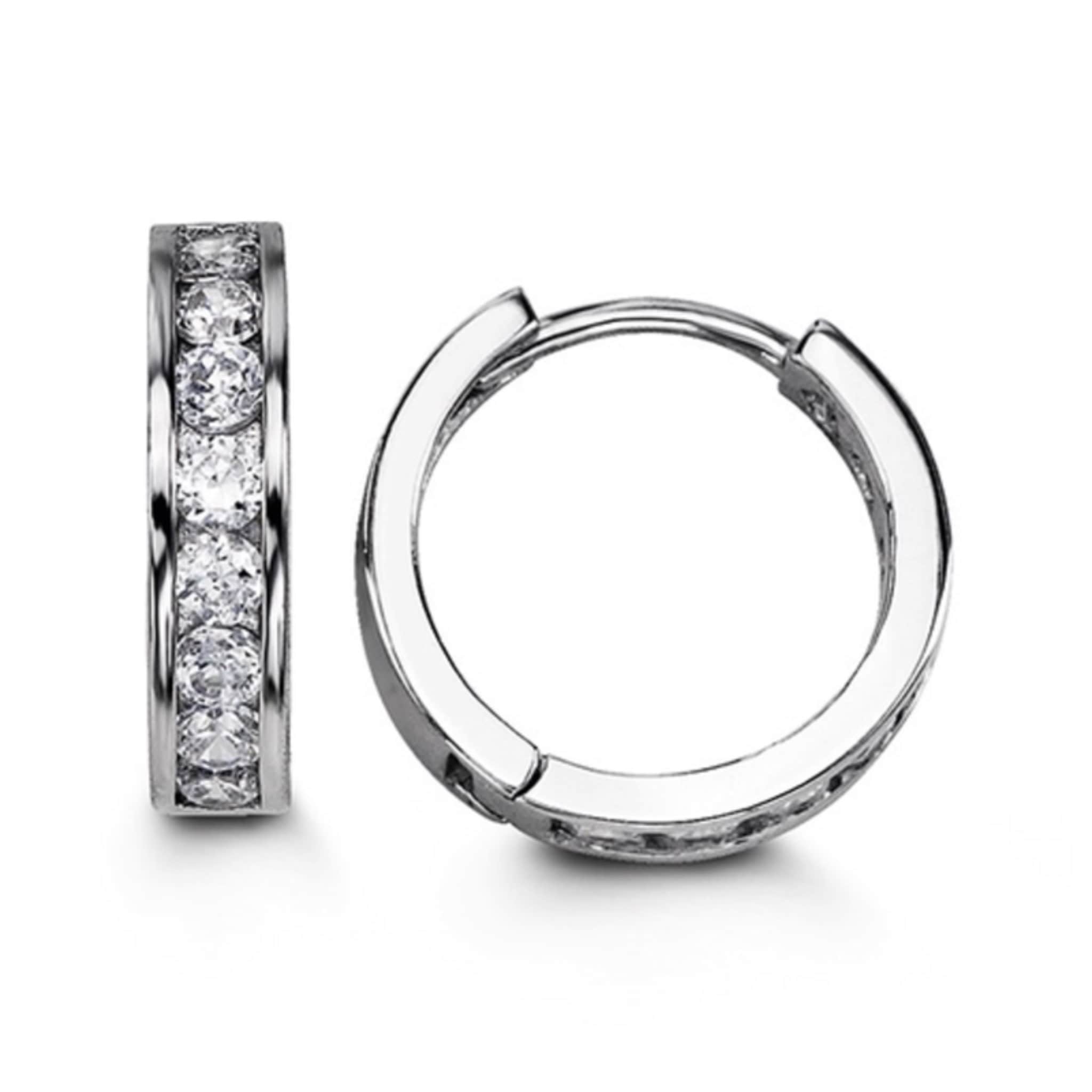 15mm Silver CZ Huggie Hoop Earrings at Arman's Jewellers 