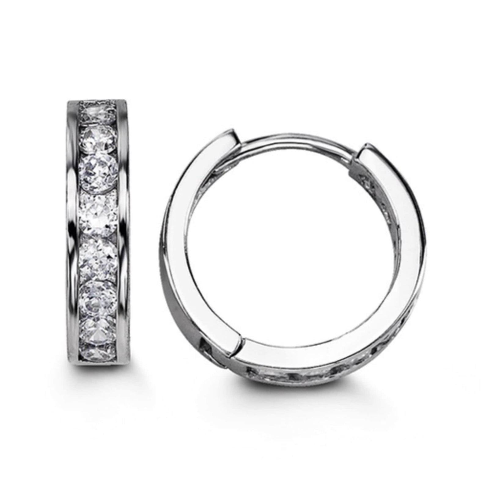 15mm Silver CZ Huggie Hoop Earrings at Arman's Jewellers 