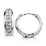 15mm Silver Double Row CZ Huggie Hoop Earrings at Arman's Jewellers