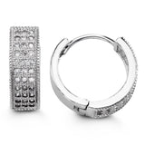 16mm Silver Pavé Set CZ Huggie Hoop Earrings at Arman's Jewellers