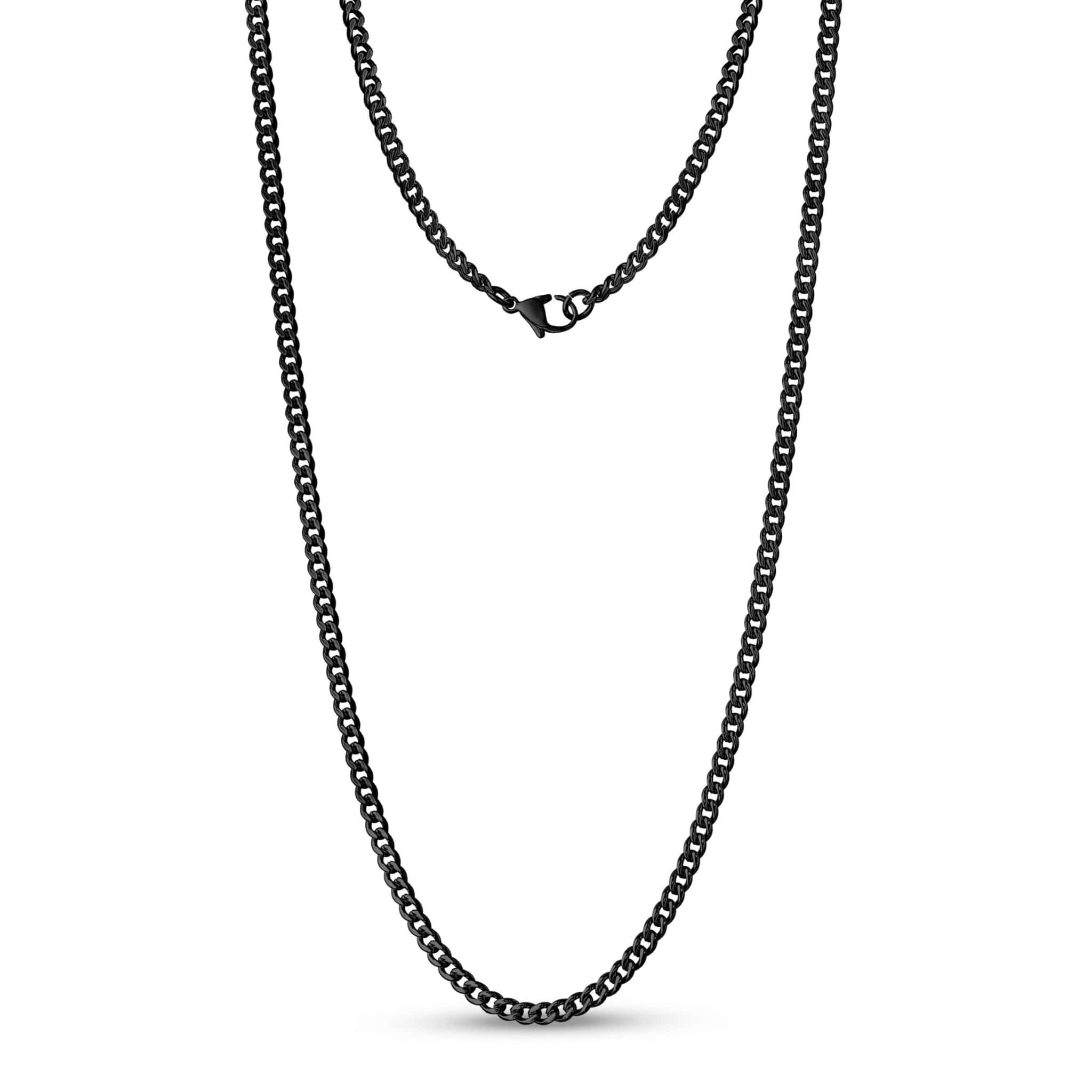 3.5mm Steel Curb Link Black Chain Necklace at Arman's Jewellers