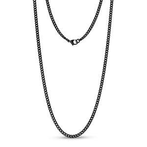3.5mm Steel Curb Link Black Chain Necklace at Arman's Jewellers