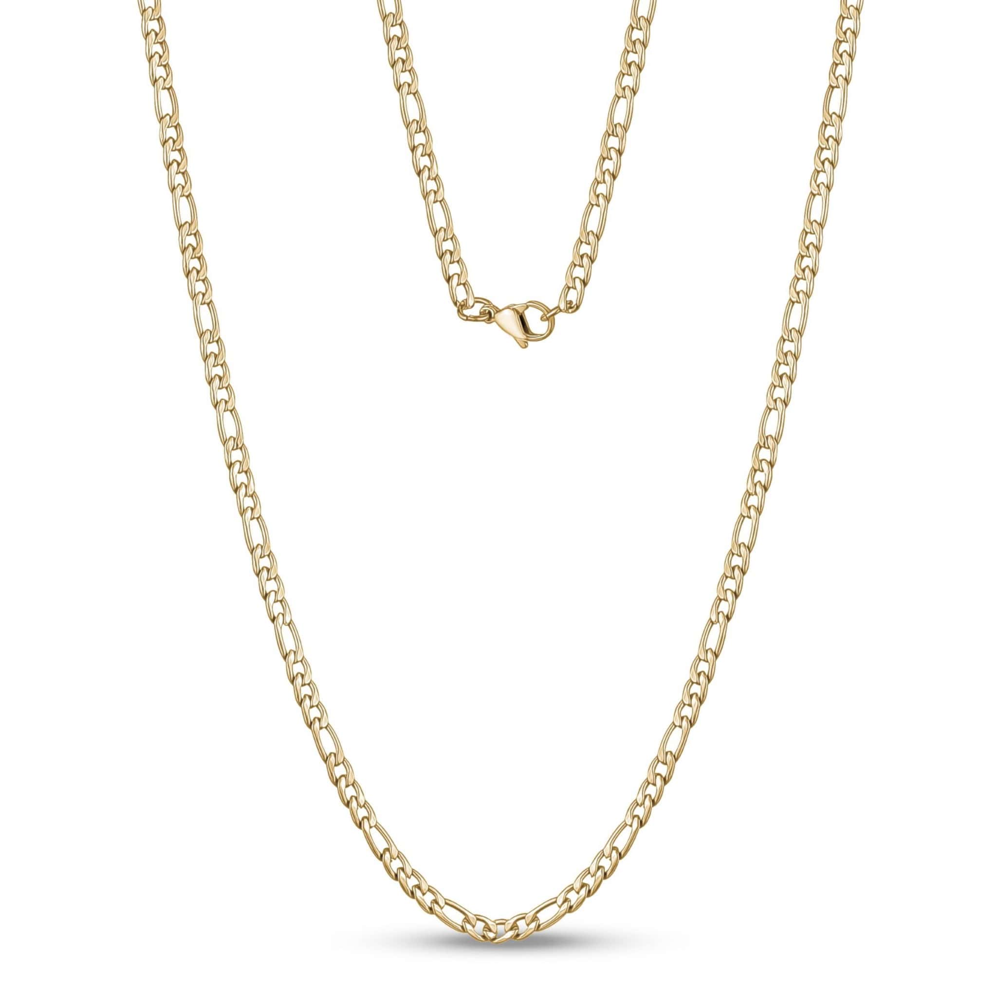 3.5mm Stainless Steel Gold Figaro Link Chain Necklace at Arman's Jewellers