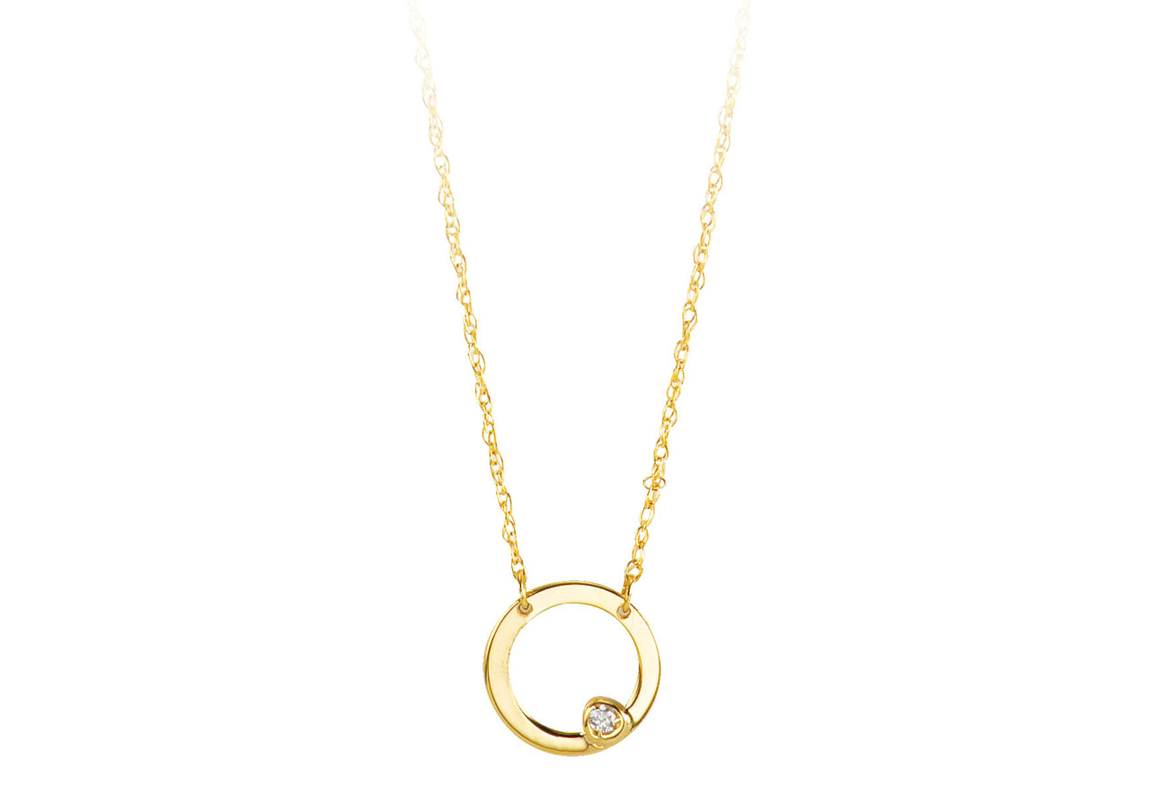 10k Yellow Gold Diamond Circle Necklace at Arman's Jewellers Kitchener-Waterloo