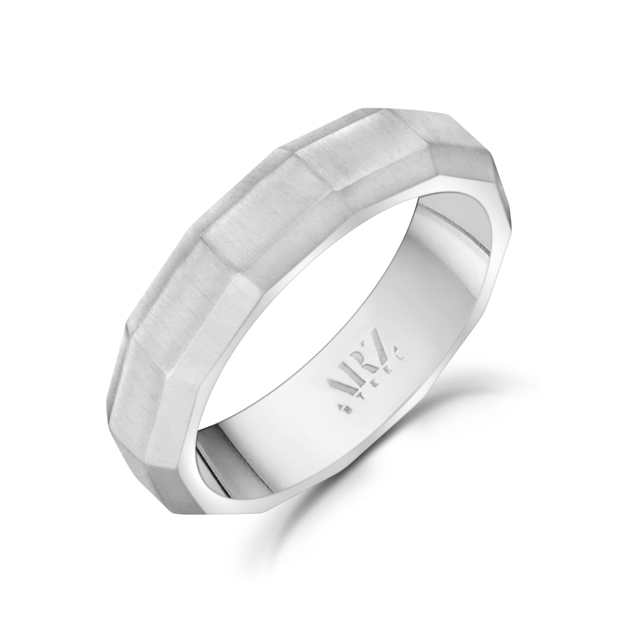 3mm Faceted Matte Steel Band Ring at Arman's Jewellers