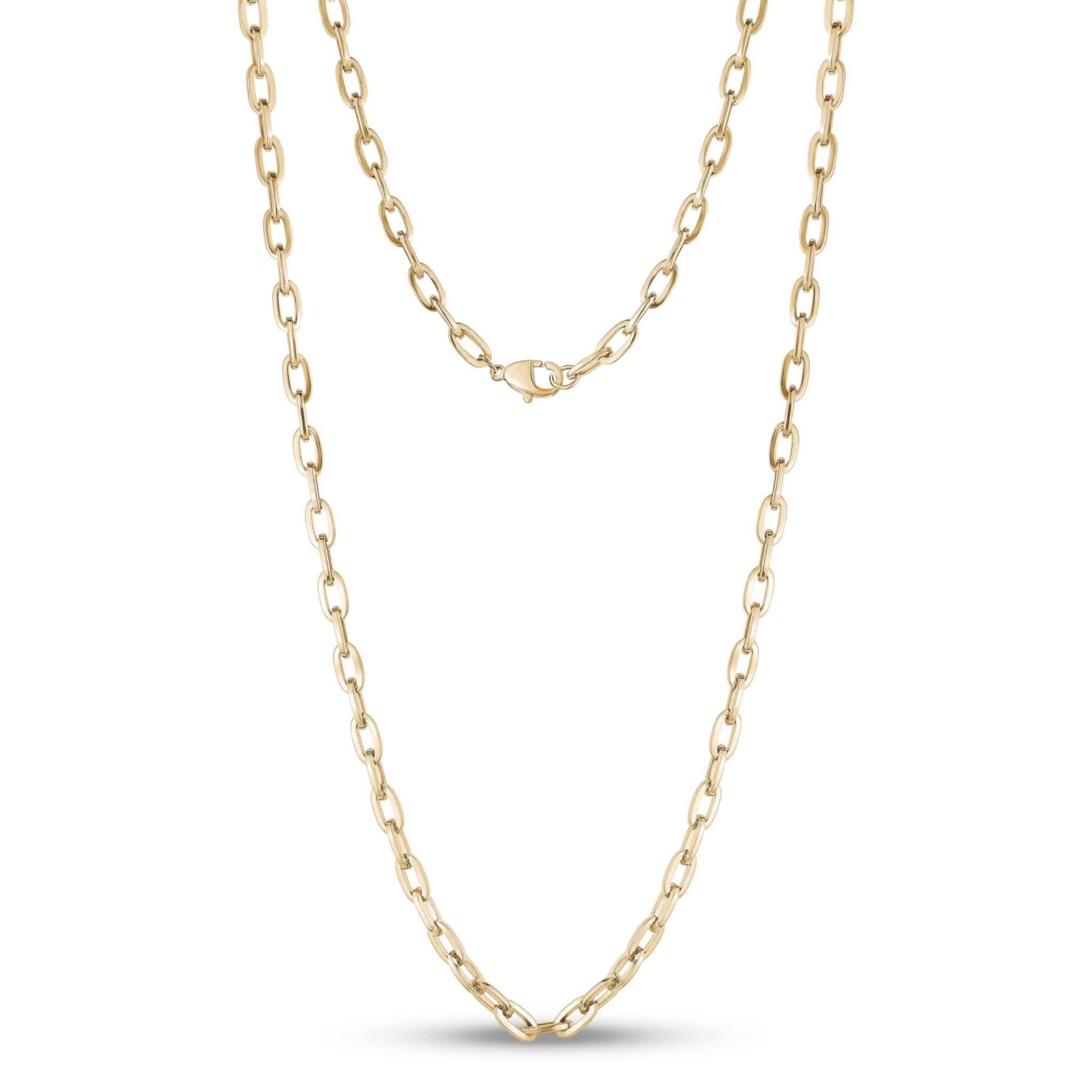 4.5mm Stainless Steel Gold Oval Link Necklace at Arman's Jewellers