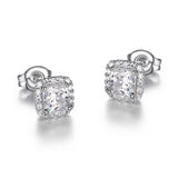 4mm Square CZ Halo Silver Stud Earrings at Arman's Jewellers