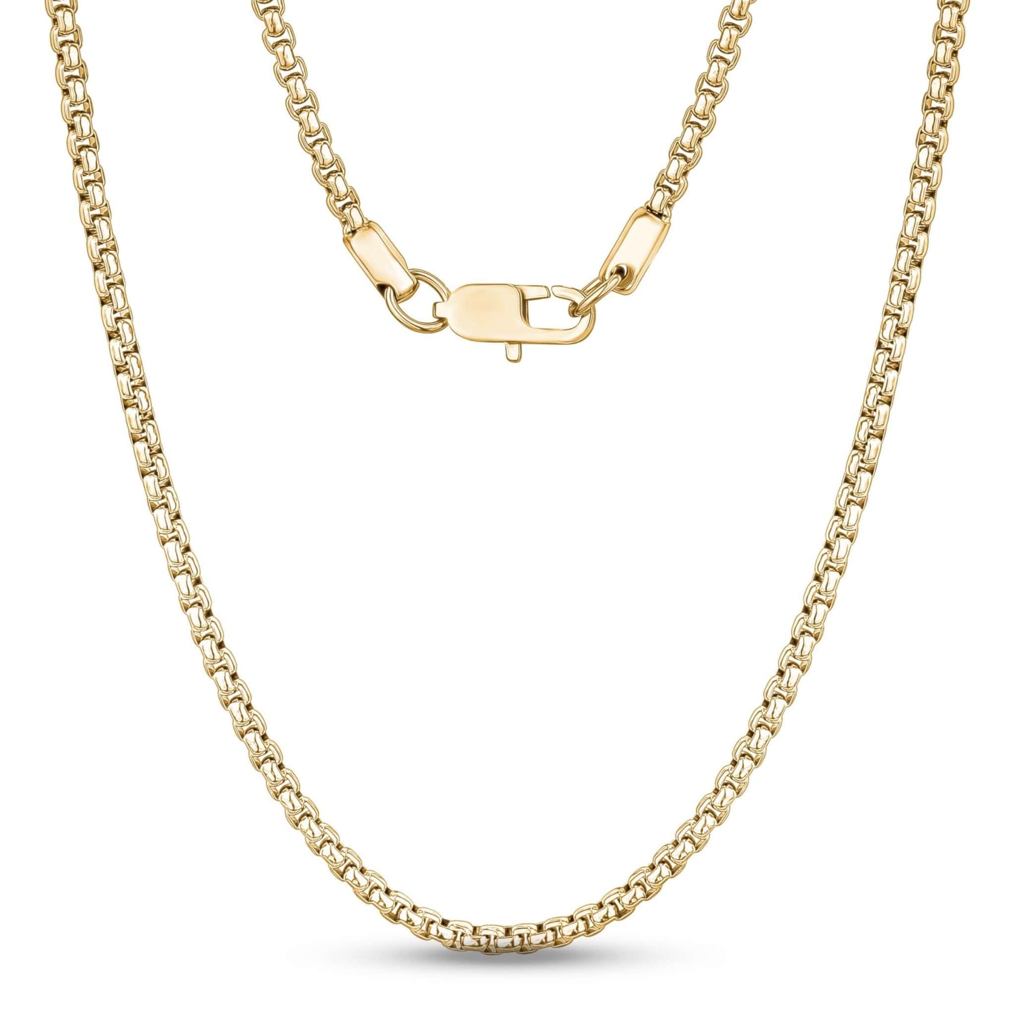 4mm Stainless Steel Gold Round Box Link Chain at Arman's Jewellers