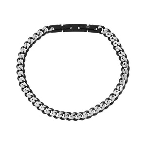 5mm Black & Steel Cuban Link Bracelet at Arman's Jewellers