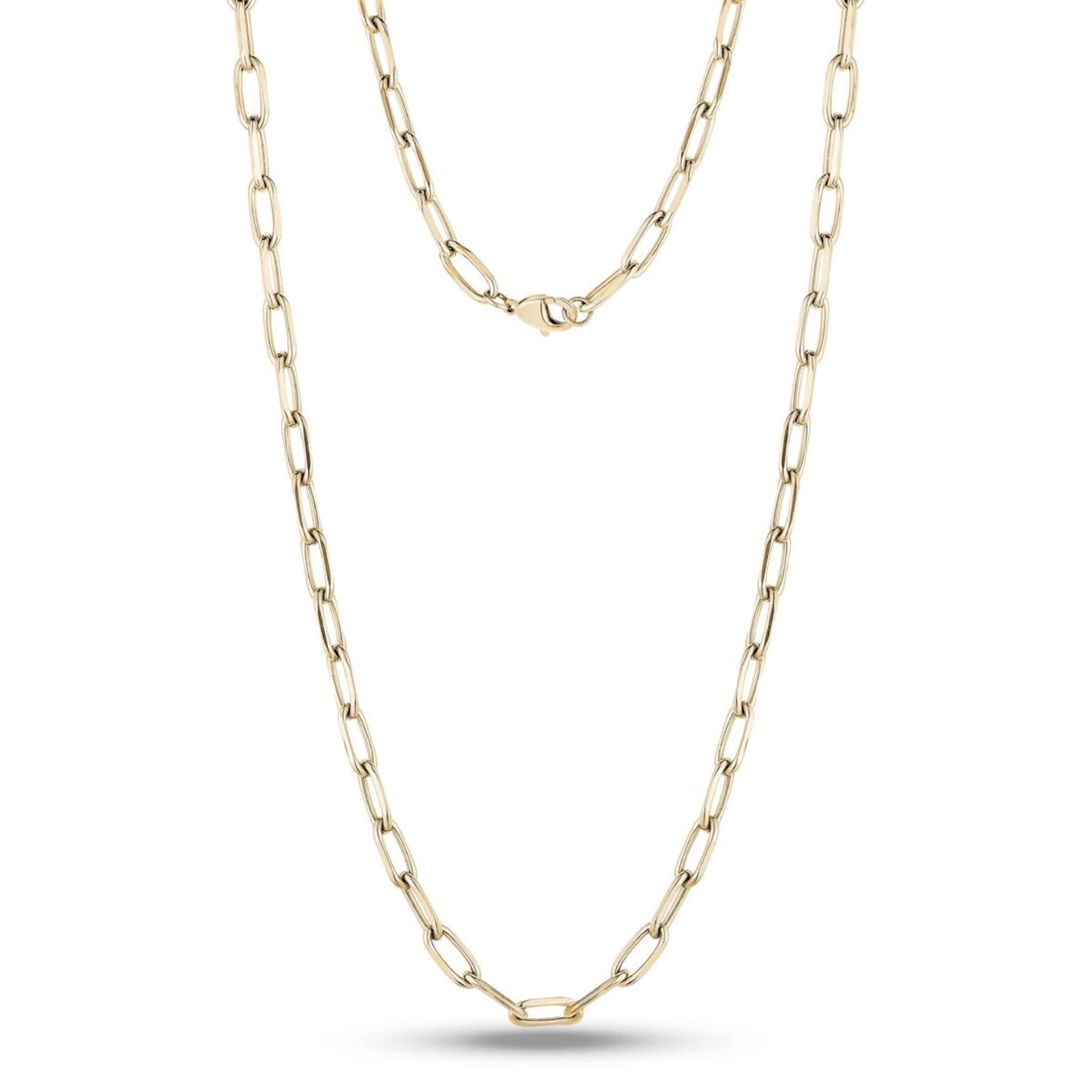 5mm Gold Stainless Steel Paper Clip Necklace at Arman's Jewellers