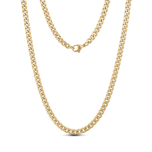 5mm Matte Gold Cuban Link Steel Chain Necklace at Arman's Jewellers