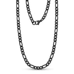 5mm Stainless Steel Black Figaro Link Chain Necklace at Arman's Jewellers