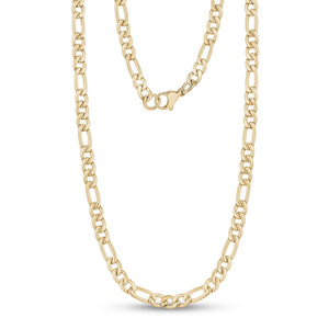 5mm Stainless Steel Gold Figaro Link Chain Necklace at Arman's Jewellers