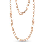 5mm Stainless Steel Rose Gold Figaro Link Chain Necklace at Arman's Jewellers