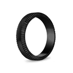 6mm Beveled Edge Flat Black Steel Band Ring at Arman's Jewellers