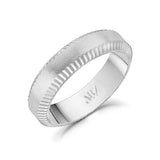 6mm Beveled Edge Flat Steel Band Ring at Arman's Jewellers